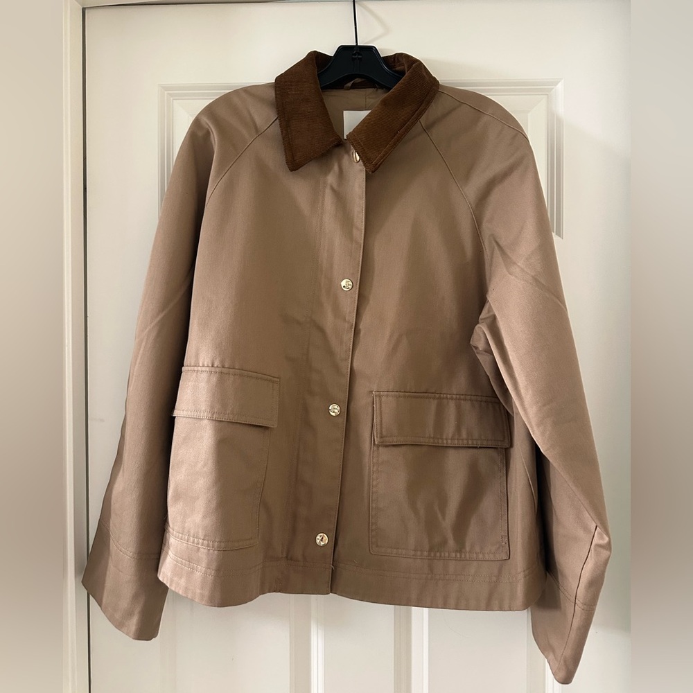 H&M Tan Utility Jacket with Brown Collar